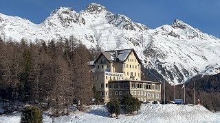 St Moritz Switzerland walk ☀️ 4K winter snow walking tour ❄️ [upl. by Epilef]