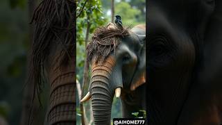 Bird build nest on elephant head wildlife nature birds forest elephant [upl. by Rimma744]