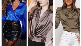 Newly recommended collection for ladies fashion satin blouse ideas for k24 [upl. by Toffey]