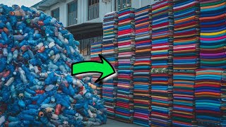 How million tons of plastic bottle turn into clothes through recycling process [upl. by Ahsitam]