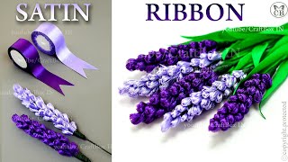 DIY Satin Ribbon reeds flowers  How to make ribbon crafts  SATIN LAVENDER FLOWER [upl. by Gnuhp300]