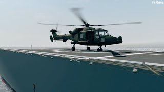 AgustaWestland AW159 Wildcat armed multirole helicopter taking off and landing on warships [upl. by Arnold]