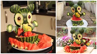 Art In Watermelon Elephant Fruit Platter  Watermelon Elephant Cutting Tricks [upl. by Aramen]