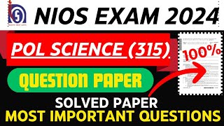 nios pol science class 12 questions paper solved nios pol science 317 class 12 important questions [upl. by Norrad]