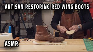 Resoling Red Wing Boots with Vibram Soles   Boots Cleaning Guide [upl. by Pachton]