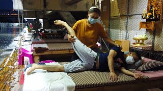 ASMR  Relaxing THAILAND STREET MASSAGE in the Rain at Night [upl. by Prud]