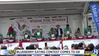 Pro eaters venture to GR for blueberry eating contest [upl. by Asillem]