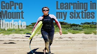 Beginner surfing  Learning in my sixties  Broulee NSW  Update on softboard GoPro mount [upl. by Eidda]