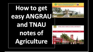 How to get easy ANGRAU and TNAU notes of Agriculture [upl. by Winton]