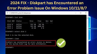 ✅ 2024 FIX  Diskpart has Encountered an Error Problem Issue On Windows 101187 [upl. by Dysart]