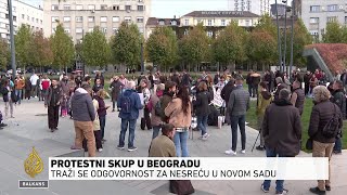 Beograđani na protestnom skupu zahtijevaju odgovornost za nesreću u Novom Sadu [upl. by Atiran]