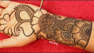 Very beautiful stylish front hand mehandi ka design  easy mehendi design  Simple wedding mehndi [upl. by Annotahs]