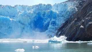 Massive Glacier Calving creating huge blue ice wall  Great event worth watching [upl. by Lucretia]