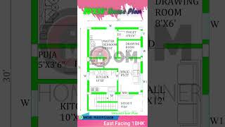 20’× 30’ house plan 20 by 30 home plan East Facing 1 BHK floorplan constructionhome building [upl. by Ferree606]