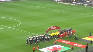 Euro 2016 Wales vs Belgium Welsh Anthem 12062015 [upl. by Esirrehc]