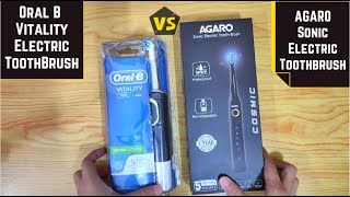 Oral B Vitality 100 VS AGARO Cosmic Sonic Electric Toothbrush  detail comparison and review [upl. by Etnaid]