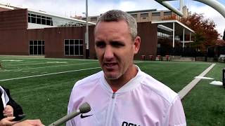 Oregon State football Beavers OC Kevin McGiven on Stanford OSU run game [upl. by Kensell]