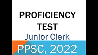 PPSC Junior Clerk Proficiency Test [upl. by Jandy]