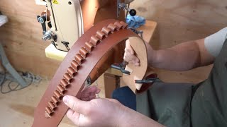 Stitching ammo cartridge loops on a western leather gun belt Full edit  Free Download [upl. by Sykes190]