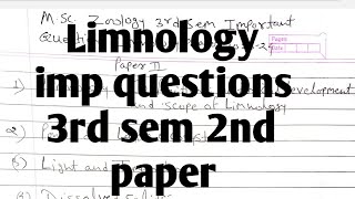 Msc zoology 3rd sem Limnology imp questions paper 2nd [upl. by Ogeid132]