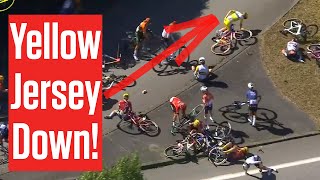 Crash Chaos Engulfs Tour de France Femmes 2024 Stage 5 As Yellow Jersey Demi Vollering Goes Down [upl. by Gleich]