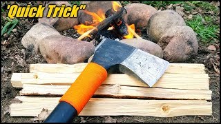 How To Cut Firewood Safely  quotQuick Trickquot [upl. by Aneelas]