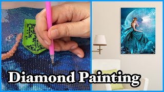 DIAMOND PAINTING  GIRL IN BLUE DRESS  WALL ART [upl. by Robers]