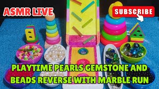 ASMR LIVE🔴🌈PEARLS GEMSTONE AND BEADS REVERSE WITH MARBLE RUN playtime asmr satisfying [upl. by Auot]