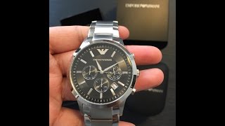 Emporio Armani Mens Chronograph Watch  AR 2434  Unboxing video  Latest 2023  Silverblack [upl. by Anirehtak]