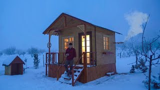 Winter Camping in My Cozy Wooden House  Off Grid Log Cabin  Surviving Heavy Snowfall [upl. by Norrehs]