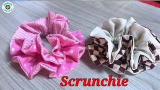 DIY Scrunchie Doble Vista  How to Make Scrunchie Easy Tutorial  Como Hacer Coleteros Scrunchies [upl. by Hakan854]