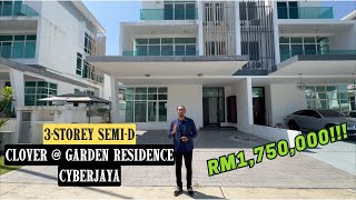 RM1750000  3STOREY SEMID CLOVER  GARDEN RESIDENCE CYBERJAYA  FREEHOLD  3823 SQFT  LUXURIOUS [upl. by Atikan]