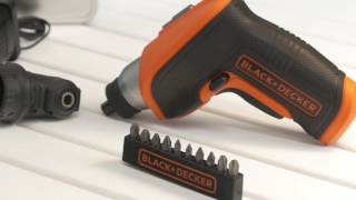 BLACKDECKER™ Lithiumion Screwdriver with Right Angle Attachment 20 Accessories and Storage Tin [upl. by Atinnek]