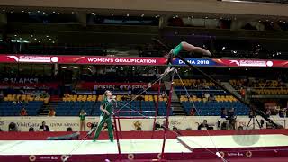 DARIES Naveen RSA  2018 Artistic Worlds Doha QAT  Qualifications Uneven Bars [upl. by Wendy171]