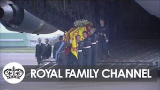 Queens Coffin Arrives in London for Final Journey [upl. by Ennovad816]