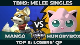 Mang0 vs Hungrybox  Top 8 Winners Semifinals Melee Singles  TBH9  Marth vs Fox [upl. by Beitris]