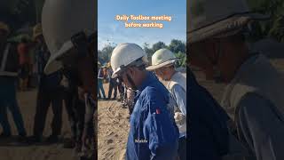 Daily toolbox meeting before working moktv constructionsite site pylon how howto myanmar [upl. by Odo559]