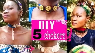 Easy 5 DIY Choker African Print Necklaces  Fastening ideas [upl. by Anaerb]