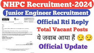 NHPC Official Rti ReplyNHPC JE Latest ReplyNHPC JE Recruitment2024 [upl. by Carlick197]