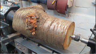 Woodturning  A Cherry Log [upl. by Nemzzaj]