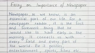 Write an essay on Importance of Newspaper  Essay Writing  English [upl. by Haropizt]