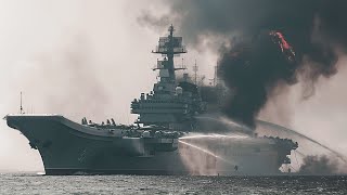 HORRIFYING MOMENT Ukrainian F16 fatally hit a Russian aircraft carrier with 55 fighters on board [upl. by Ahsilac36]