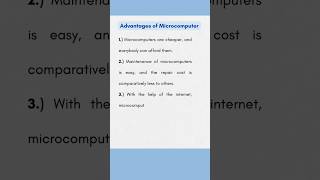 Advantages of Microcomputer  Computer Fundamentals [upl. by Esilenna]