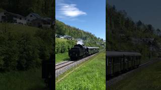 Beautiful Swiss Steam engine whistle in the Jura mountains swisstrains swisshistory switzerland [upl. by Noirod]