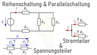 Erklärung  Reihenschaltung Parallelschaltung Spannungsteiler amp Stromteiler [upl. by Ainerbas425]