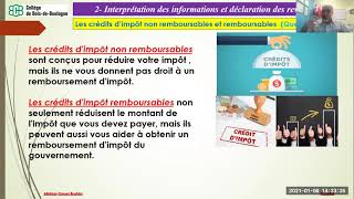 20210108Les crédits dimpôt non remboursables et remboursablesQuébec [upl. by Aneala]