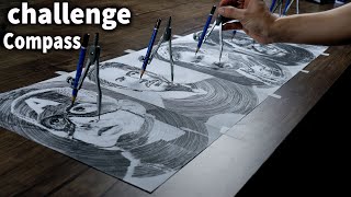 CHALLENGE  Use Compass To Draw Many Drawings On One Sheet Of Paper [upl. by Mozart710]