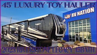 2023 Riverstone 45BATH Luxury Toy Hauler 5th Wheel by Forestriver RV  Couchs RV Nation RV Review [upl. by Maril]