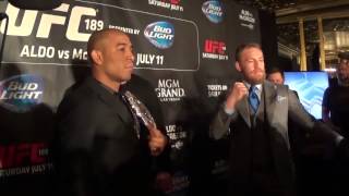 Conor McGregor and Jose Aldo face off for media in London [upl. by Mitch717]