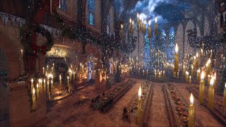 Christmas Ambience Hogwarts Great Hall with Snowfall  Harry Potter Christmas  Hogwarts Legacy [upl. by Jedidiah992]